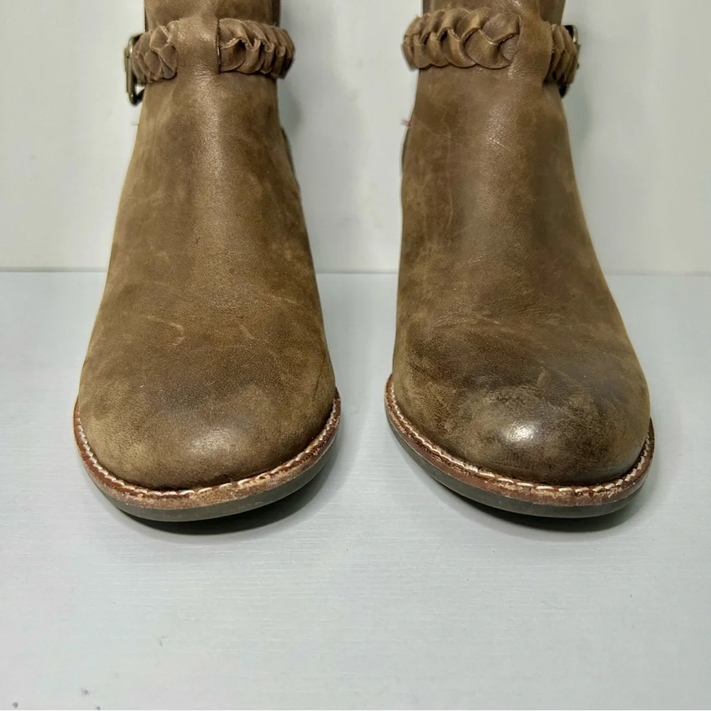 Sperry Top-Sider Liberty Brown Leather Ankle Boots Braided Buckle Detail Sz 7